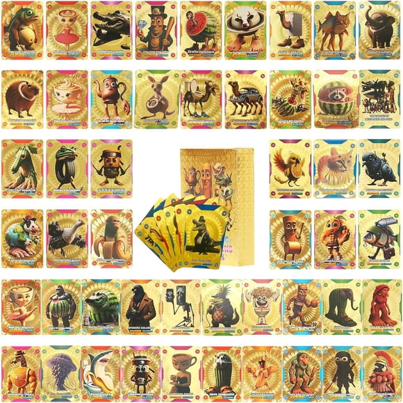Colección de cartas coleccionables Italian Brainrot Gold Foil x56