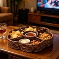 thumbnail image 6 of Round Divided Food Storage Basket, Imitation Wicker Rattan Organizer, 5 Compartment Serving Storage Box, Non-Slip Bottom Woven Basket, Multi-Purpose Table Tray, 11.81 × 1.97 inch Size, 6 of 6