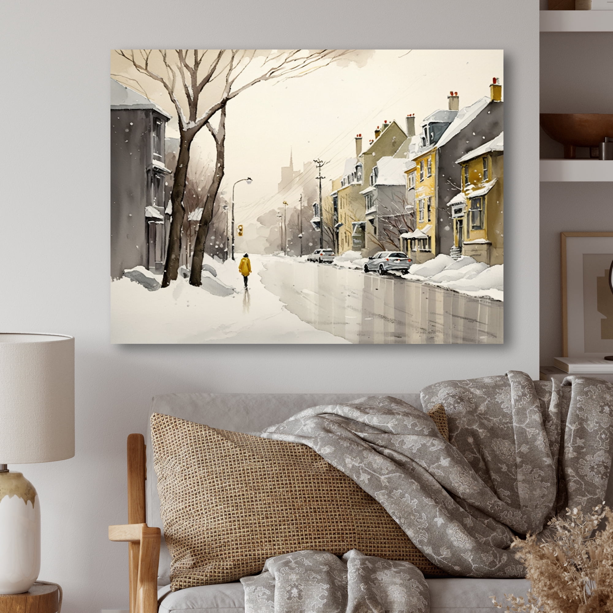 Designart Quebec During Snowfall III Canvas Wall Art