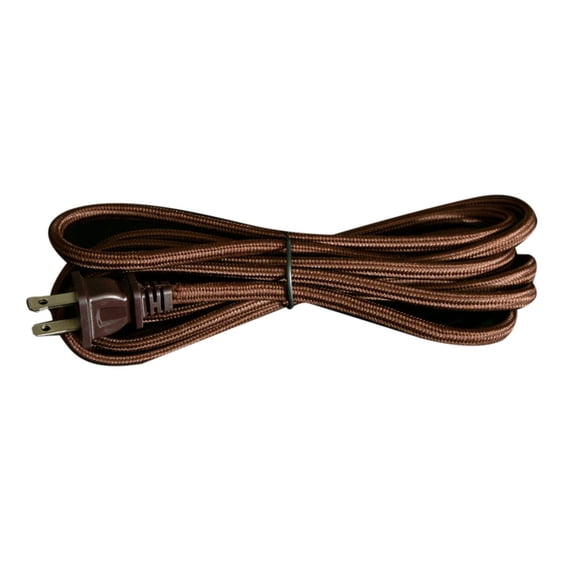 Royal Designs, Inc. Lamp Cord Flat Plug, Stripped Ends Ready for Wiring, 8 ft long, Brown, SPT-1 UL Listed