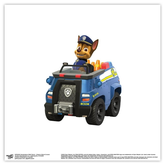 Gallery Pops Nickelodeon PAW Patrol - Chase's Patrol Cruiser Wall Art, Unframed Version, 12" x 12"
