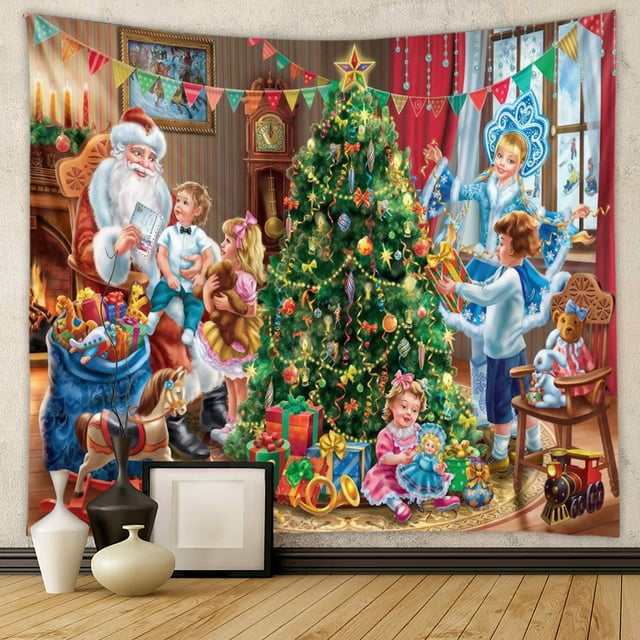 Tapiz de fondo estilo tela colgante decoración de habitación tela colgante tapiz navideño