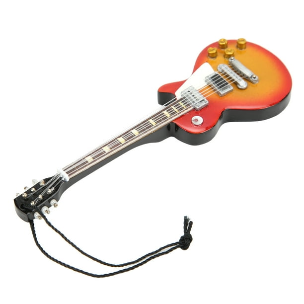 Musiin Guitare miniature avec support et étui, mini guitare électrique 6  cordes instruments de musique miniature modèle maison de poupée décoration  de
