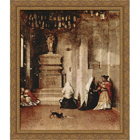 Altar of St. Lucia, footplate St. Lucia in prayer and the valediction of St. Lucia 28x34 Large Gold Ornate Wood Framed Canvas Art by Lorenzo (Best Currency To Use In St Lucia)