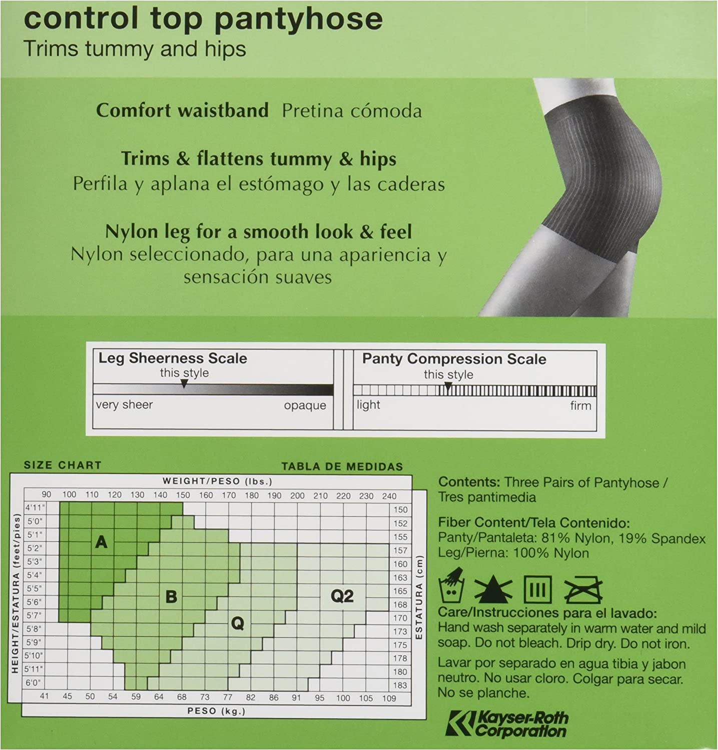 No nonsense Women's Control Top Pantyhose 3 Pair Value Pack Tan A