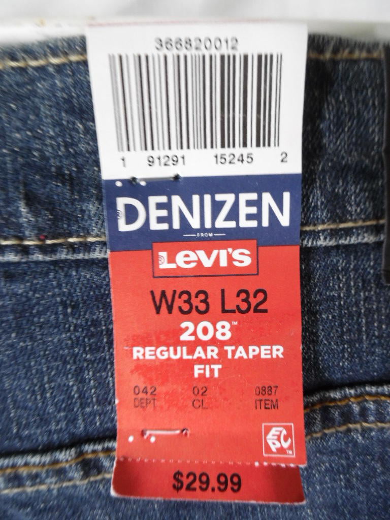 Denizen from Levi's Men's 208 Regular Taper Fit Blue Jeans - Vista - 33 x  32 