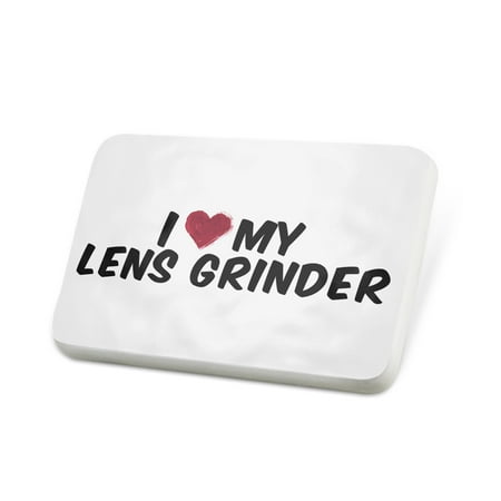 Porcelein Pin I heart love my Lens Grinder Lapel Badge – NEONBLOND