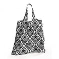 thumbnail image 2 of Damask Fabric Shopping Tote, Symmetrical Damask Motif with Floral Elements Flowers and Leaves with Curves Image, Portable and Foldable Bag to Keep in Pocket Bag Purse & Car, Black White, by Ambesonne, 2 of 4