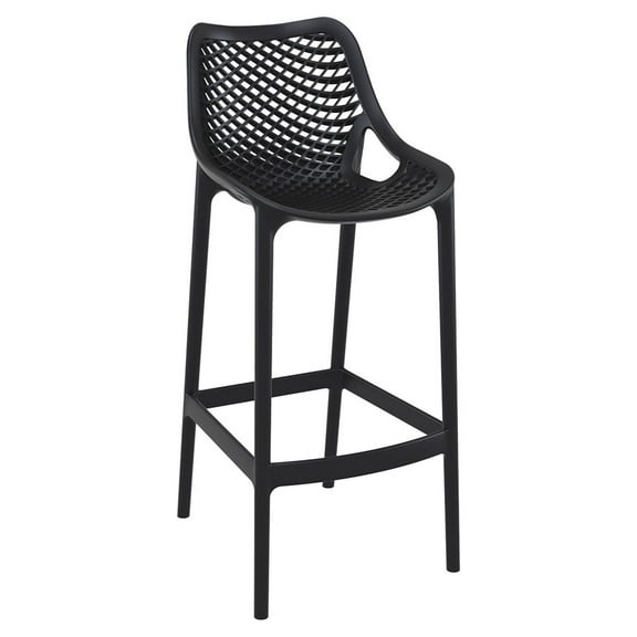 Luxury Commercial Living 41.25" Black Solid Patio Bar Stool