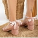 thumbnail image 4 of Illy - Zapatos de tacón de ante color rosa empolvado con perlas rosa 22.5 CM, 4 of 9