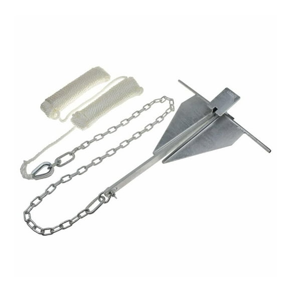 Blue Dog Marine #8 Fluke Anchor Kit – Ancre de bateau de 8 lb pour une solution d'ancrage complète pour les bateaux jusqu'à 24'