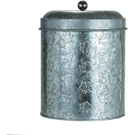 UPC: 0023377175591 | Amici Pet Puppy Paws Galvanized Metal Food Canister Medium 104 oz