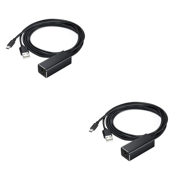 sweethay Micro USB a adaptador Ethernet TV Stick convertidor de red Compatible con Fire TV/Chromecast Negro 59*23*16mm 2piezas