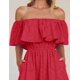 thumbnail image 5 of Vestido ZESICA a media pierna con volantes y hombros descubiertos para verano 2025, 5 of 6