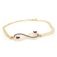 thumbnail image 3 of AFFY Heart & Round Shape Simulated Amethyst Infinity Heart Chain Bracelets In 14k Yellow Gold Over Sterling Silver -8.5", 3 of 7