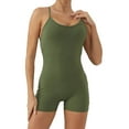 thumbnail image 2 of Miluxas Womens Jumpsuits Unitard Bodysuits One Piece Shorts Rompers Yoga Sleeveless Backless Bodycon Outfits Army Green 8(L), 2 of 7