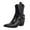 Black, variant on Leozcaa Women's Ankle Boots Pointed Toe Chunky Block Heel Short Boots for Women Pattern Low Heeled Booties