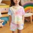 thumbnail image 2 of Uourmeti Gradient Tie-Dye Girls Short Set Loungewear Suit Lightweight Short Sleeve Tank Top T Shirt and Biker Shorts with Pockets Outfits Casual Sport Outdoors Wear, 2 of 5