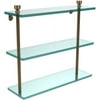 Foxtrot Collection 16-in Triple Tiered Glass Shelf in Brushed Bronze