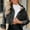04 Black, variant on Womens Jean Jacket Collarless Long Sleeve No Button Lightweight Denim Blazer Cropped Denim Jacket