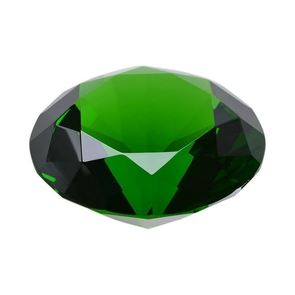 Zoogamo 120mm Dark Green Diamond Shaped Glass Crystal Paperweight Home Office Decor & Wedding Favors Decoration with Gift Box