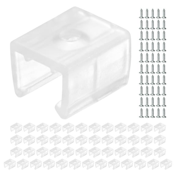 Uxcell Waterproof LED Strip Light Clips [50pcs] - Mounting Clips with Screws For 8x10mm LED Neon Flexible Strip Lighting, Neon Signs DIY - [Transparent - 0.57 IN]