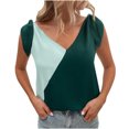 thumbnail image 1 of Verano mujer moda colores contrastantes cuello en V sin mangas Casual Tee Tops de encaje Fridja gh7018, 1 of 9