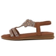 thumbnail image 5 of IEMIEMIEM Women's Flat Sandals with Rhinestones Sparkling Boho Dressy Ladies' Sandal Women's Wide Width Sandals Non Slip on Elastic Ankle Strap Beach Shoes Camel 7 Wide, 5 of 9