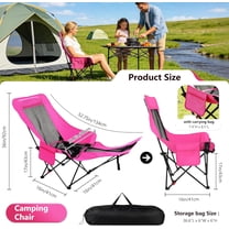 Hot Pink Reclining Camping Chair with Footrest