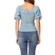 thumbnail image 3 of BLUSA FLORAL DE MUJER INSPIRE CHIC CON ESCOTE CUADRADO EN FORMA DE CORAZÓN Y MANGAS ABULLONADAS, TOP CASUAL AZUL XS, 3 of 7
