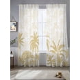 thumbnail image 2 of Summer Tropical Plants Sheer Curtains 84 Inch Long 2 Panels, Palm Trees Yellow Plants Texture Light Filtering Rod Pocket Semi Sheer Curtains, Sheer Voile Drapes for Living Room Bedroom, 52"x84", 2 of 5