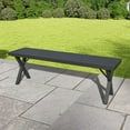 thumbnail image 4 of Costway 1 PCS 54" Patio Metal Bench with Slatted Seat & X Legs Backless Loveseat for Yard, 4 of 9