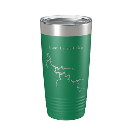 

East Lynn Lake Map Tumbler Travel Mug Insulated Laser Engraved Coffee Cup West Virginia 20 oz Green
