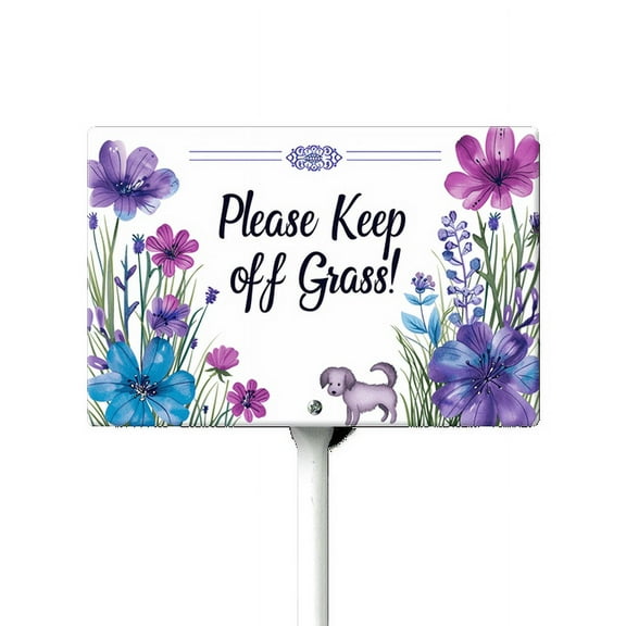 Eveokoki Please Keep Off Our Grass Sign, 12" x8" Stay Off Grass Aluminum Signs with Metal Stakes,UV Protected,Weatherproof,Fade Resistant,Easy to Mount