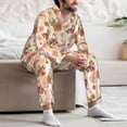 thumbnail image 6 of Bingfone Men's Pajama Set 2 Piece Loungewear PJs, Long Sleeve with Pajama Pants-Key Lock And Flowers, 6 of 7