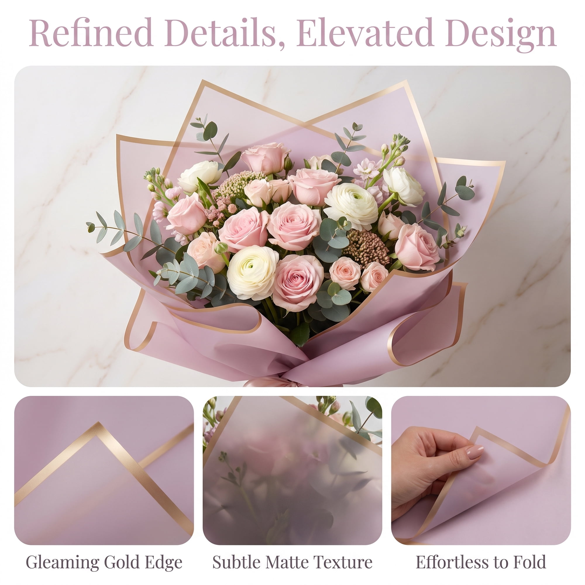 Unique Bargains 20Pcs Waterproof Matte Gift Wrapping Paper Sheets Lavender 22" x 22"