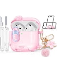 thumbnail image 1 of Funda transparente rosa de TPU con cierre de seguridad para AirPods 4 Skyconser, 1 of 8