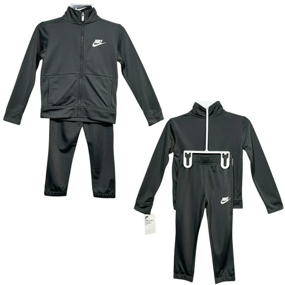 Nike Little Boys Track Suit Set Size 6 Gray White Full Zip Jacket & Pants Outfit