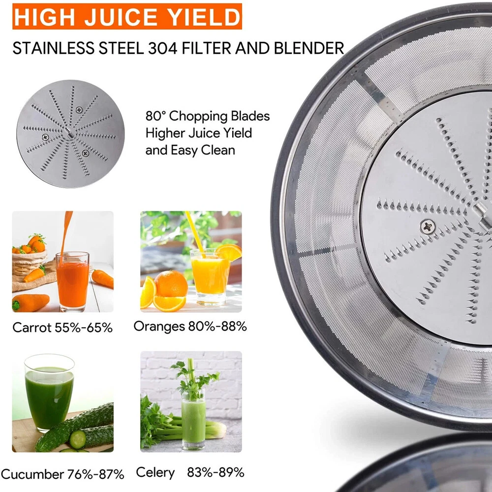 800W Electric Juicer Fruit Vegetable Blender Juice Extractor Citrus Machine 2-Speed for Whole Fruits & Vegetables, Black
