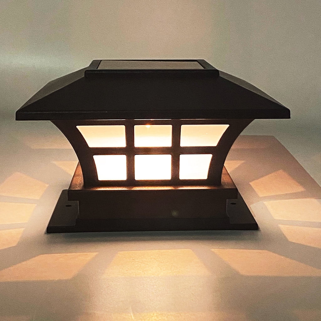 Camnix Solar Post Lights, Pillar Lamp Posts IP54 Waterproof Modern Column Lamps Dusk to Dawn 3000K LED Square Lanterns for Patio Porch Fence Garden Driveway Decoration