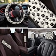 thumbnail image 4 of Uorisanigo Black Dog Paws 14 Pack Car Seat Covers Sets Car Steering Wheel Cover and Cars Headrest Cover Auto Armrest Cover Water Cup Pad Auto Seat Belt Cover Soft Fit for Cars and SUVs, 4 of 6