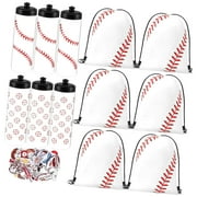 GZHJMY 24 Piece 20 Oz Baseball Bulk with Drawstring Bag and 50 Sticker Set, Baseball Squeeze Sports Bottle for Gym, Cycling, and Party Supplies