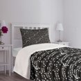 thumbnail image 5 of Ambesonne Black Quilted Bedspread Set 2 Pcs, Musical Note Print, Twin Size, Black and White, 5 of 6