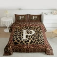 thumbnail image 2 of jejeloiu Letter P Monogrammed Queen Comforter Set,Retro Bohemian Floral Bedding Comforter Set For Girls Kids Reversible 3pcs, 2 of 8