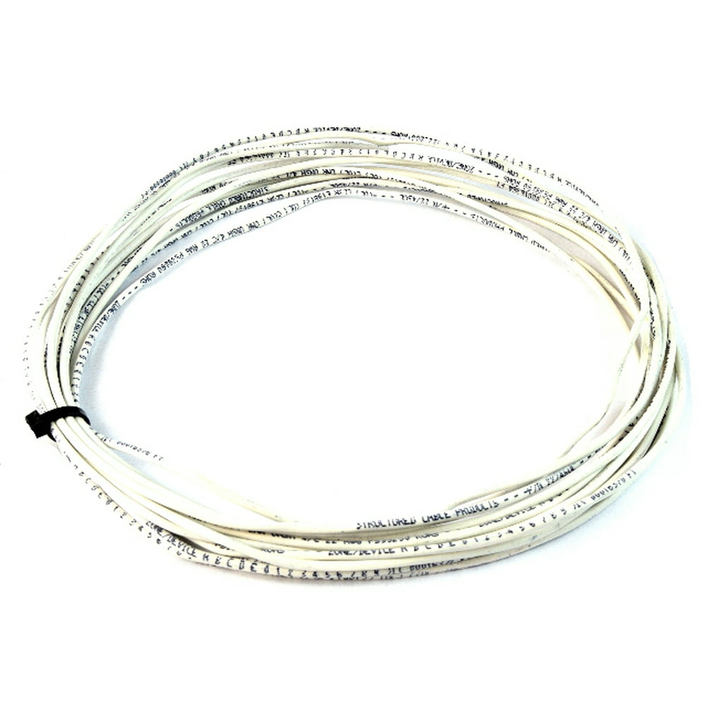 50' 22 Gauge 2 Conductor Solid Security Alarm Wire Cable White UL