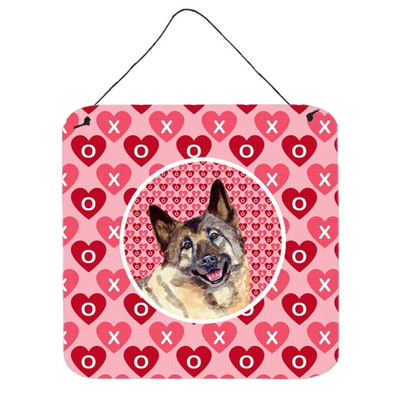 Norwegian Elkhound Hearts Love and Valentines Day Portrait Wall or Door Hanging Prints