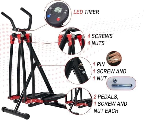 Air Walker Exercise Machine, Home Space Walker Aerobic Stepper, Foldable Elliptical for Small Spaces - Cross Trainer Glider Exercise Machine for Men and Women Fitness Equipment