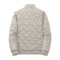 thumbnail image 4 of hopeusnice Men's Winter Fleece Lined Quilted Bomber Jacket Warm Thickened Outwear Coats Thermal Outwear with Pockets Khaki L, 4 of 6