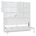 thumbnail image 3 of Twin Size Wall Murphy Bed with Top Cabinet, Shelves, Space Saving Foldable Bed with Light & USB, White, 3 of 24