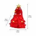 thumbnail image 4 of Christmas Small Dog Tree Outfit, Pet Hooded Christmas Tree Costume with Golden Star and Colorful Pom-poms, Holiday Ruffle Clothes for Puppy, Red, M, 4 of 6